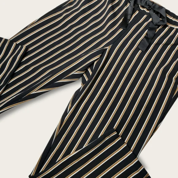 Dynamite, Classic Striped Black White Beige Tie Waist Pant Size Medium - Picture 7 of 7